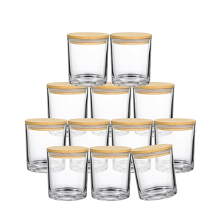 Empty Wholesale 10oz Clear Glass Candle Jar Bamboo <b>Lid</b> Home <b>Decoration</b> Christmas Candle Making Gift Customizable Containers - Product Image 1