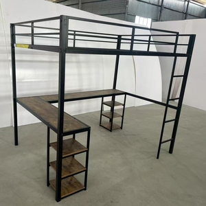 Lits superposés en <span class=keywords><strong>mezzanine</strong></span> 140x200 <span class=keywords><strong>avec</strong></span> <span class=keywords><strong>bureau</strong></span> pour étudiants universitaires, solution d'étude gain de place, lits en <span class=keywords><strong>mezzanine</strong></span> pleine grandeur - Product Image 2