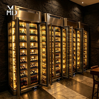 Refroidisseur à vin commercial OEM, robuste, en acier inoxydable, avec porte en verre trempé, armoire à vin encastrée sur mesure