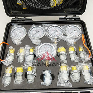 診断ツール 油圧ゲージ 5つのゲージとT継手付き 掘削機油圧テストキット用 - Product Image 5