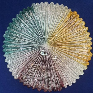 Platos de Cristal Nórdicos con Líneas Circulares Amarillas, Juego de Platos Redondos de Lujo para Cena, Ensaladas, Cocina, Fiestas, Bodas Elegantes - Product Image 5