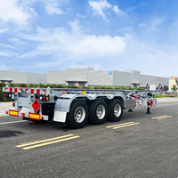 Semi-remorque porte-conteneurs châssis squelette de 20 à 40 pieds avec une charge utile maximale de 60 tonnes, remorque de camion de marque
