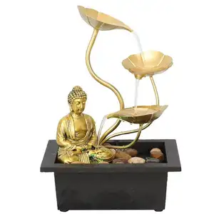 Fonte de mesa para decoração de casa, fonte de Buda Zen com bomba elétrica e pedras naturais para rio