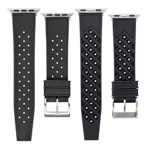 Correa de goma Tropical FKM para Appl E Iwatch, correas de reloj de goma de silicona transpirable con adaptador Appl E 38 40 41 42 44 45mm - Product Image 2