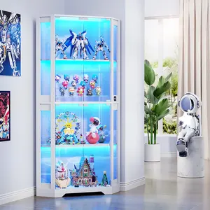 ארון תצוגה פינתי מואר בגודל 65 אינץ' עם תאורת לד תלת-גונית (ויטרינה עם דלת זכוכית) - Product Image 1