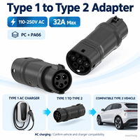 Nouvel adaptateur de charge pour véhicules électriques de type 1 à type 2, 110-250V AC, prise et prise de courant J1772 à IEC 62196 32A pour voitures électriques européennes