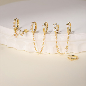 S925 <b>Sterling</b> <b>Silver</b> Gold 3 Piece <b>Earring</b> <b>Set</b> Hypoallergenic Hoops & <b>Studs</b> for Women - Product Image 1