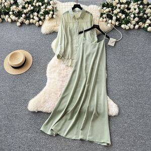 Ensemble 2 pièces décontracté pour femme : Robe longue ample à manches longues et haut cache-cœur tendance - Product Image 6