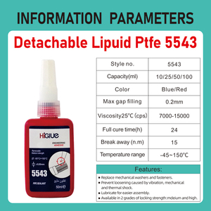 Higlue có thể tháo rời chất lỏng PTFE 5543 độ nhớt trung bình kỵ khí Ống <span class=keywords><strong>Sealant</strong></span> dễ dàng loại bỏ ứng dụng cho khí/nước/LPG niêm phong - Product Image 2