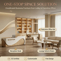Comptoir de réception LED en bois ondulé de luxe léger avec incrustations, idéal pour salon de beauté, bureau, boutique de vêtements, spa