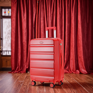 Maleta de Viaje Roja para Bodas, 20 Pulgadas, Ruedas Giratorias Silenciosas, Cierre de Cremallera, Diseño de Color Sólido - Product Image 3