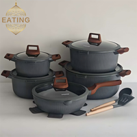 Ensemble de casseroles en alliage d'aluminium avec revêtement céramique, batterie de cuisine antiadhésive en granit pour usage domestique, vente en gros