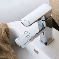 Robinet de lavabo carré monocommande chaud/froid en alliage de zinc chromé, à montage sur plan, avec cartouche céramique, pour design moderne