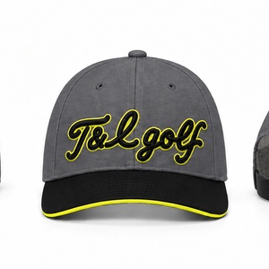 Gorra de Golf Personalizada con Logotipo, 6 Paneles, Impermeable, Gris, Negro, Amarillo Neón, Bordado 3D, Visera Curva, para Hombre, para Exteriores - Product Image 1