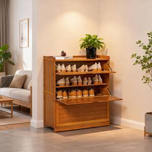 Étagère à chaussures <span class=keywords><strong>en</strong></span> bambou à 5 niveaux pour la maison, organisateur de rangement, étagère pour chaussures à talons hauts, bottes, armoire à chaussures <span class=keywords><strong>en</strong></span> <span class=keywords><strong>bois</strong></span> avec porte rabattable pour l'entrée - Product Image 1