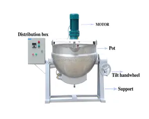 50L Gas Pemanas Otomatis Gula Pot dengan Mixer untuk Dijual