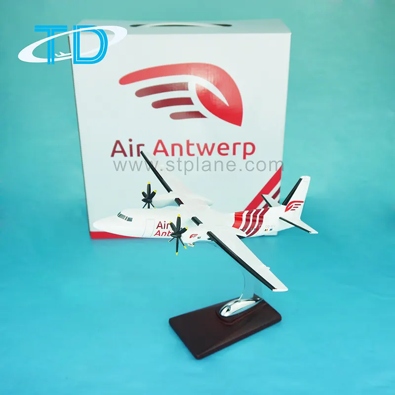 Air Antwerpen Fokker 50 24Cm 1:100 Schaal Model Van Het Vliegtuig Luchtvaartmaatschappij