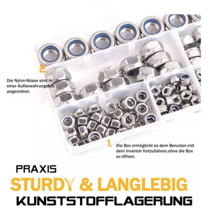 170 Cái 7 Kích Cỡ 304 Thép Không Gỉ DIN 982 Khóa <span class=keywords><strong>Nut</strong></span> Assortment Sets DIN985 Nylon Chèn Khóa <span class=keywords><strong>Nut</strong></span> Phụ Kiện Nội Thất M3 M4 M5 - Product Image 3