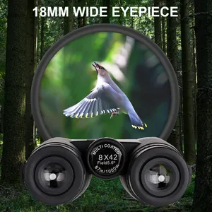 منظار قوي ثنائي العينين 8x42 عالي الدقة مجهز ثنائي العينين قابل للطي للبالغين للبيع للتخييم بالخارج المشي لمسافات طويلة مراقبة الطيور الصيد