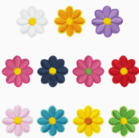 30 pièces de patchs brodés en coton thermocollants, motifs marguerites colorées, pour appliques DIY à coudre sur vêtements, vestes, jeans, pantalons, robes