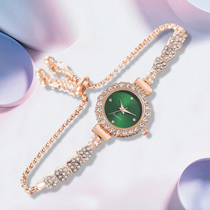 Elegant Korean-Style Pull-Out Design Compact Diamond-Studded Female Students' <b>Bracelet</b> Watch Luxury Alloy Glass Multi-Color - Product Image 4