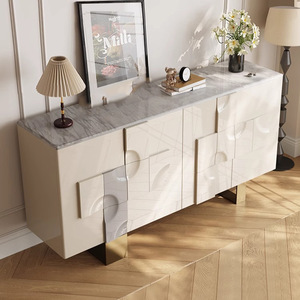 <span class=keywords><strong>Buffet</strong></span> en <span class=keywords><strong>bois</strong></span> massif de luxe léger de style italien armoire de rangement de salon moderne <span class=keywords><strong>buffet</strong></span> simple de panneau de roche décoratif français - Product Image 3