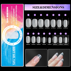 300 Uñas Postizas Transparentes de Color para Mujer, Cubierta Completa, Cuadradas, Lisas, sin Costuras, 15 Tamaños - Product Image 2