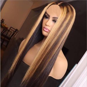 Parrucche da donna africane di tendenza con frangia, sfumatura marrone, grandi onde, capelli lunghi ricci, parrucche lunghe lisce - Product Image 1