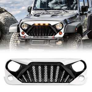 Grilles de voiture blanc et noir brillant Grille de pare-chocs avant de calandre de Style Goliath avec lumières LED ambre pour 2007-2018 Jeep <span class=keywords><strong>JK</strong></span> JKU <span class=keywords><strong>ABS</strong></span> nouveau - Product Image 2