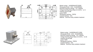 Convertisseur guide d'ondes vers coaxial de type N femelle CYXS N/WR284-KFZ-100W WR284 (BJ32) 2,6-3,95 GHz, bride FDP orthogonale 50 ohms RF - Product Image 6