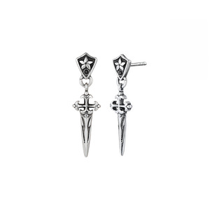 Iris Cross Sword Drop Earrings Tibetan Silver Geometric Design For Men And Women - Product Image 3
