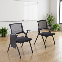 Chaise de bureau moderne en plastique durable avec tablette d'écriture, empilable, pour bureau, école, salon et salles de conférence