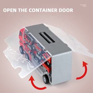 Samtoy Diecast modelo coche juguetes <span class=keywords><strong>de</strong></span> construcción aleación motores <span class=keywords><strong>de</strong></span> <span class=keywords><strong>bomberos</strong></span> contenedor <span class=keywords><strong>de</strong></span> almacenamiento <span class=keywords><strong>de</strong></span> doble cara portador camión contenedor <span class=keywords><strong>de</strong></span> juguete - Product Image 5