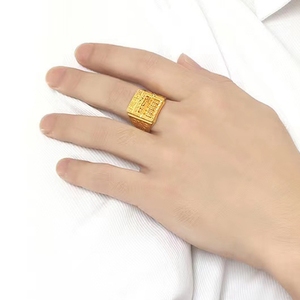 힙합 빈티지 황동 칵테일 반지 기하학 무늬 주판 24k 금도금 남성용 멋진 쥬얼리 선물 - Product Image 5