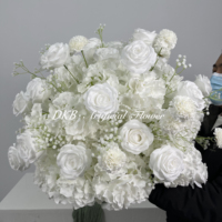 Boule de fleurs artificielles de 50 cm en roses blanches et gypsophile, faite à la main, de haute qualité, idéale pour les centres de table de mariage - Nouveauté usine, vente chaude