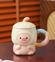 Mug en céramique fantaisie petit animal avec couvercle, tasse à café pour la maison et le bureau, tasse à eau pour couple, cadeau de vacances