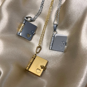 Multi Style Engraved 18K PVD Stainless Steel <b>Book</b> Locket <b>Necklace</b> | Customizable Romantic Pendant | Waterproof & Hypoallergenic - Product Image 2