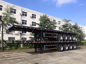 Semirremolque de Plataforma Plana de 4 Ejes, 40 pies/45 pies, Precio de Fábrica, para Transporte de Contenedores y Carga - Product Image 4