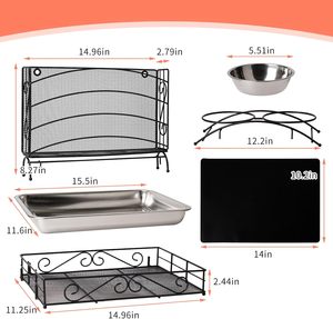 Mangeoire à foin Oniya Black 3 en 1 pour lapins avec bac à litière et bols, mangeoire à foin pour cochons d'Inde avec support à foin en métal - Product Image 2