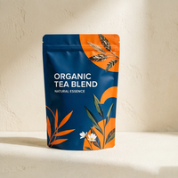 Sachets écologiques biodégradables à fond plat avec logo personnalisé imprimé pour l'emballage de thé et d'herbes biologiques
