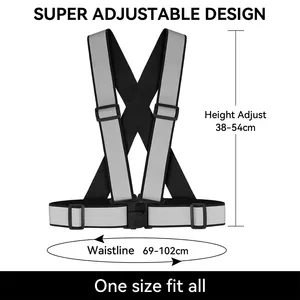 Black Color Reflective Elastic Strap Safety Vest Belt For Outside Running Safety EN17353 Standard