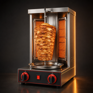 Máquina de Shawarma a Gas de Acero Inoxidable Duradera con Perillas de Control Dobles, Parrilla Vertical Infrarroja de Alta Eficiencia para Hostelería y Catering - Product Image 1