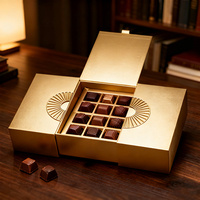 Boîte cadeau en papier rigide carrée de luxe à double ouverture en matériaux recyclés pour chocolat, vente en gros, boîte cadeau personnalisée pour chocolat