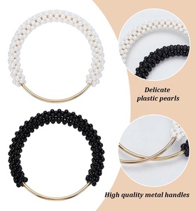 Manico <span class=keywords><strong>per</strong></span> Borsa con Perle Finte da 12cm in 7 Colori, <span class=keywords><strong>Telaio</strong></span> in Zinco Resistente, Accessorio Sostitutivo <span class=keywords><strong>per</strong></span> Borse da Sera Intrecciate Fai-da-Te - Product Image 3