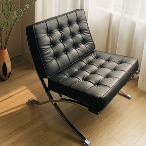 Sillón <span class=keywords><strong>Barcelona</strong></span> Individual, Sillón <span class=keywords><strong>de</strong></span> Ocio Nórdico Simple, Sillón <span class=keywords><strong>de</strong></span> Diseño con Brazos Metálicos para Sala <span class=keywords><strong>de</strong></span> Estar, Hotel o Habitación Modelo, Tapizado <span class=keywords><strong>en</strong></span> Cuero o Tela - Product Image 5