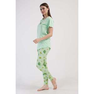 Conjunto de pijama KADIN LYC SUPREM O YAKA KISA KOL BLUZU UZUN ETEGI OVAL MANSETLI TAYT - Verde celadón - Verde celadón - Product Image 2