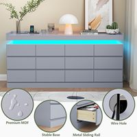 Commode moderne à 12 tiroirs avec éclairage LED