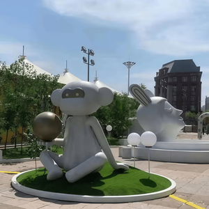 Sculptures en métal personnalisées de grande taille en acier inoxydable pour l'extérieur, miroir orienté vers le sol, figurines de portrait, ornements, modèle de marque JZ - Product Image 5