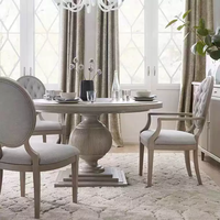 Table à manger de style campagnard américain, ensemble table et chaises sculptées, chaise de salle à manger de style européen, modèle de villa