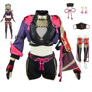 Dimensional Walk-Games Genshin Impact Kuki Shinobu Cosplay Kostüm Ninja Halloween Party Outfit Frauen Cosplay Kostüm Full Set